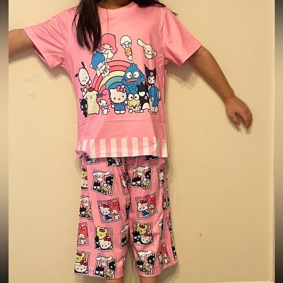 Sanrio Kids Girls Pink Hello Kitty & Friends Character Pajama Set - Picture 10 of 10